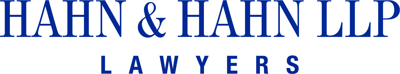 Blue text in all-caps reading "HAHN & HAHN LLP / LAWYERS."