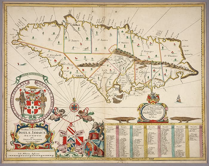 Detail of map of Jamaica from early 1670s