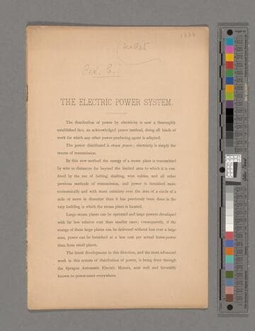 Various pamphlets and off prints relating to Sprague's electric railways and elevators