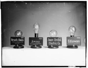 Swan lamps from 1885, 1892, 1893, 1902
