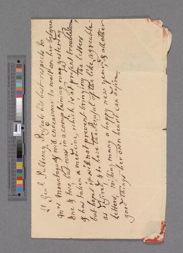 Pulteney, Harry. Letter to Elizabeth (Robinson) Montagu