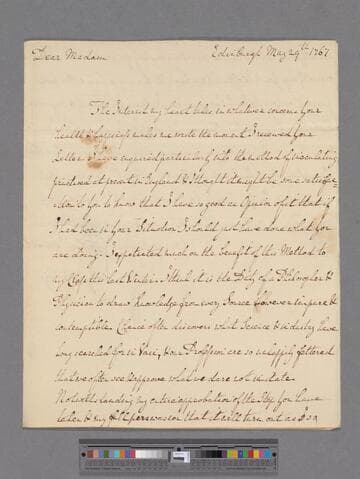 Gregory, John. Letter to Elizabeth (Robinson) Montagu