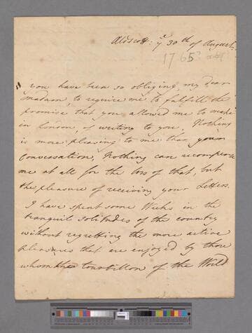 Lyttleton, Thomas, 2nd Baron of Lyttleton of Frankley. Letter to Elizabeth (Robinson) Montagu