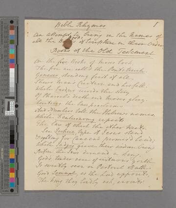 Hannah More. Bible Rhymes: an attempt to bring in the names of all the Books of Scripture in this order