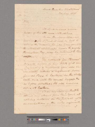 Letter from George Washington, headquarters Middlebrook, to Major General Alexander McDougall