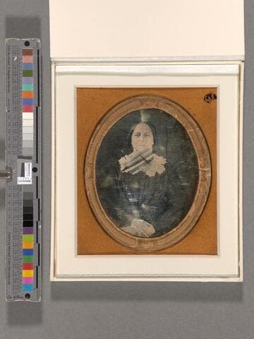 Portrait of unidentified woman, wearing wide lace collar