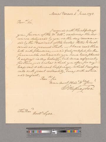Letter from George Washington, Mount Vernon, to Reverend William Lynn