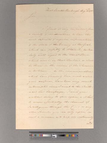 Letter from George Washington, headquarters Newburgh, to Major Benjamin Tallmadge