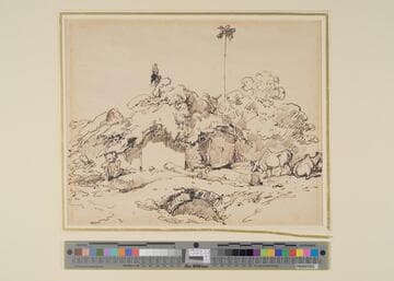 Eastern Scene with Palm Tree