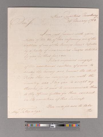 Letter from George Washington, headquarters Newburgh, to Benjamin Tallmadge