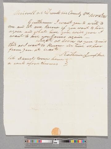 Letter regarding James and Daniel by Katherine Lumkin