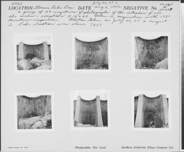 Big Creek, Florence Lake Dam - Photograph showing Intrados of Arch #12.  Taken in conjunction with 1951 inspection