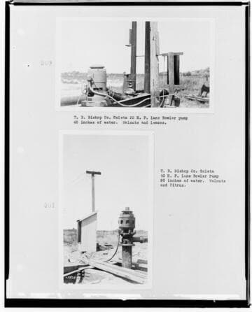P4 - Pumping Plants - page 47 of Laws Book. two copy prints of Pumping Plant customer