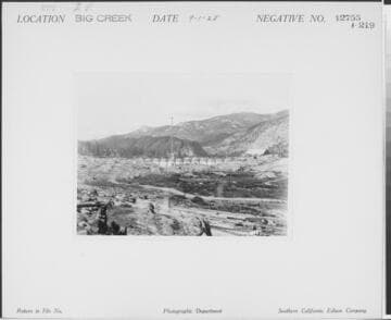 Big Creek, Florence Lake Dam - Establishing shot from upstream of multiple