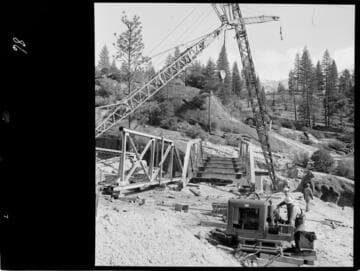 Big Creek - Mammoth Pool - Construction of San Joaquin Pony Truss Bridge