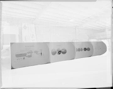 Exhibition display materials explaining Nuclear Power Generation and the San Onofre Nuclear Generating Station SONGS project