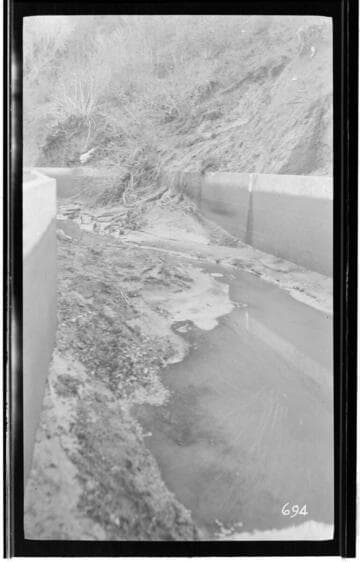 Debris in the ditch at Kaweah #3 Hydro Plant after the storm