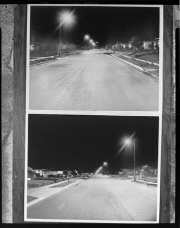 Street lighting in residential neighborhood (day and night shots)