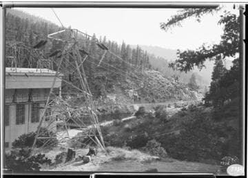 Transmission coming out rear of Powerhouse #1 on the Big Creek Transmission Line