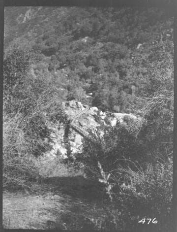 Distant view of the flumeline at Tule Plant during its construction