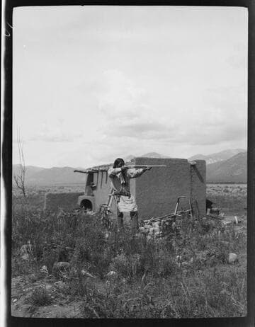 John Concha at his ranch house, Taos