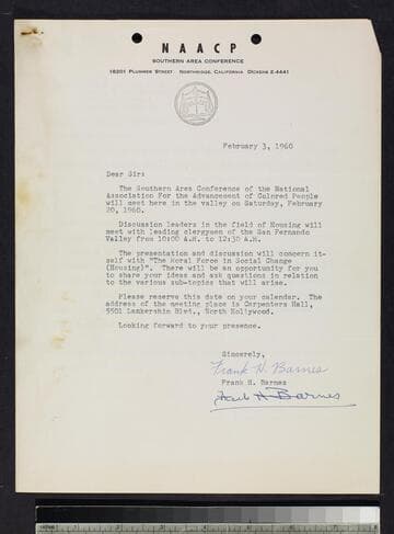Letter and memo by Frank H. Barnes