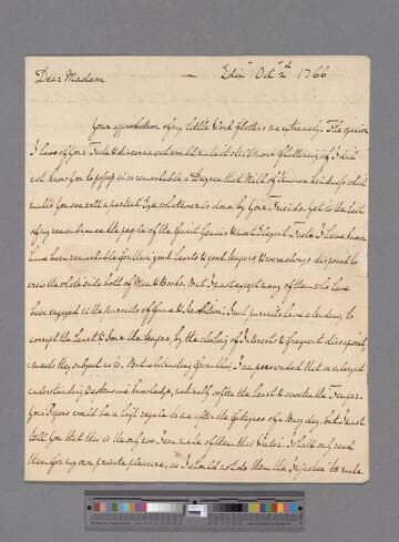 Gregory, John. Letter to Elizabeth (Robinson) Montagu