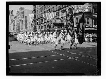July 4th military parade on Broadway, Los Angeles, California