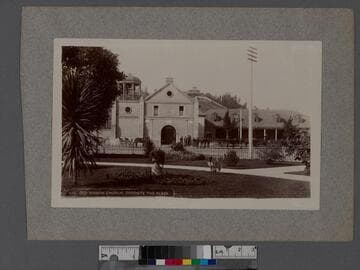 Old Mission Church, opposite the plaza