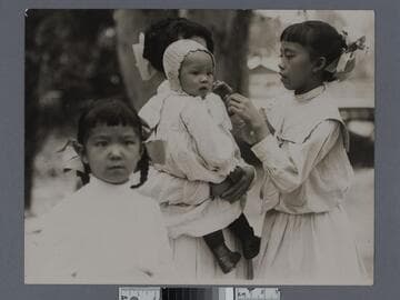 Four Chinese children in western clothing, Old Chinatown, Los Angeles