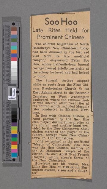 Soo Hoo / Late rites held form prominent Chinese