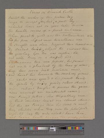 [Unknown author]. Verses on Alnwick Castle: [a poem]
