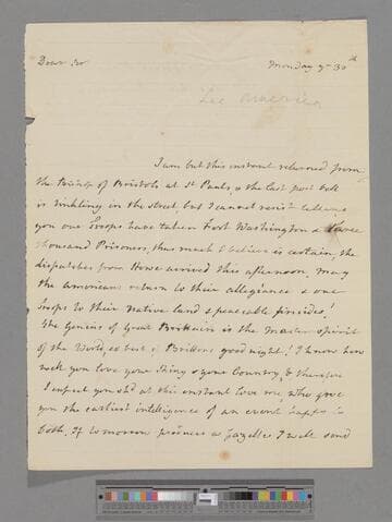 Montagu, Elizabeth (Robinson). Letter to Leonard Smelt