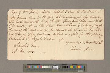 Charles Prior letter, Lincoln's Inn, to Theophilus Leigh