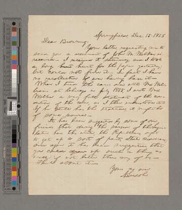Abraham Lincoln, Springfield, Illinois, letter to Orville H. Browning