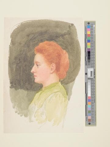 Young Woman with Red Hair in a Green Dress