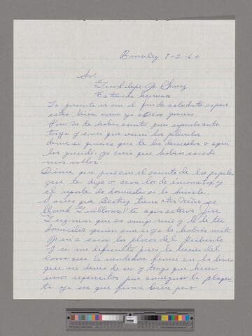 Letter from José Chávez Esparza (Brawley, California) to Paco Chávez Esparza (San José, California)