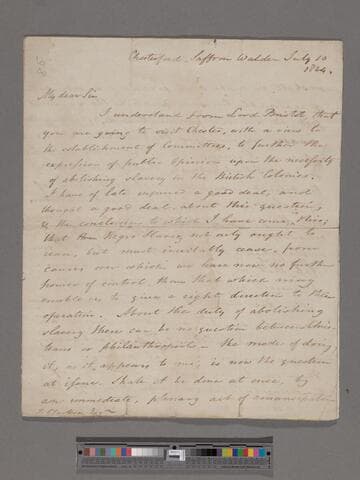 [Blomfield, Charles James, Bp of London]. Letter to Thomas Clarkson