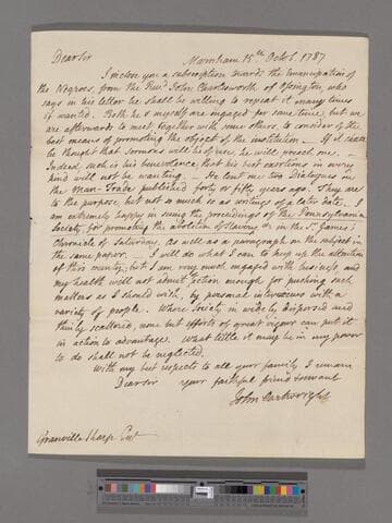 Cartwright, John. Letter to Granville Sharp