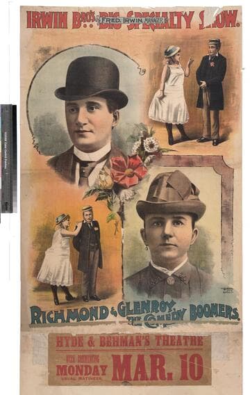 Irwin Bro’s. big specialty show. Fred. Irwin, manager. : Richmond & Glenroy, the comedy brothers