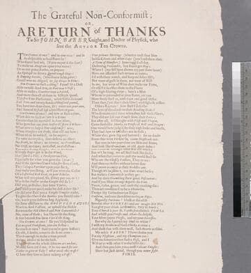 The grateful non-conformist  or, A return of thanks to Sir John Baber Knight, and Doctor of Physick, who sent the author ten crowns