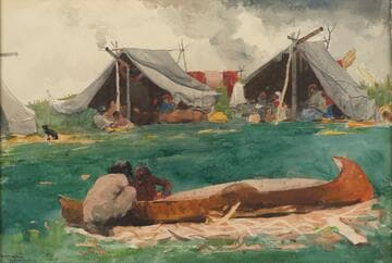 Indians Making Canoes (Montagnais Indians)