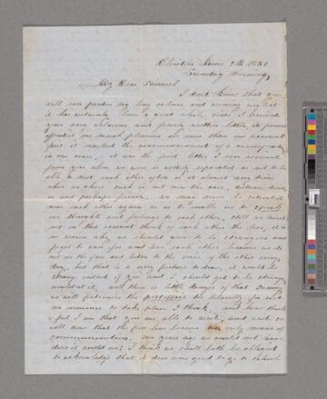 Barton, Clara Harlowe. Letter to Samuel Rich Barton