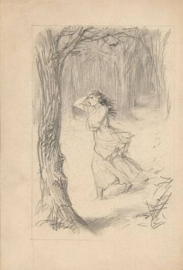 Woman Running Through Snow in a Woods