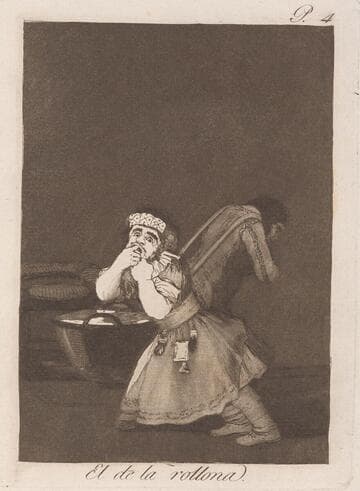 Nanny's boy (El de la rollona), Plate 4 from Los Caprichos