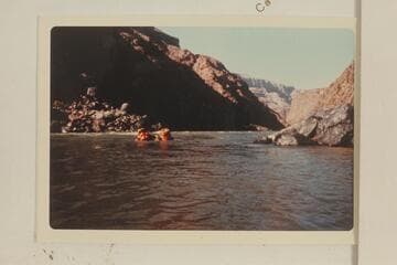 Bill and Mac floating down toward Travertine Canyon from near Mile 227