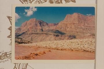 Upriver at foot of 209 Mile Rapid to Dr. Tommy Mountain at right