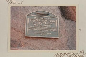The first Separation Canyon plaque placed by the Rusty [sic] Dozen in 1934 and replaced in 1939 by the party which cruised up Lake Mead with Julius Stone