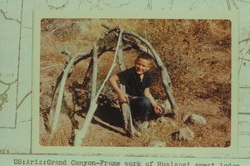 Arizona:  Grand Canyon framework of Hualapai sweat lodge at Meriwitica Spring
