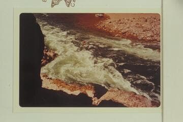 Run of Gneiss Canyon Rapid in Sportyak.  Photo taken from the left bank near the middle of the rapid